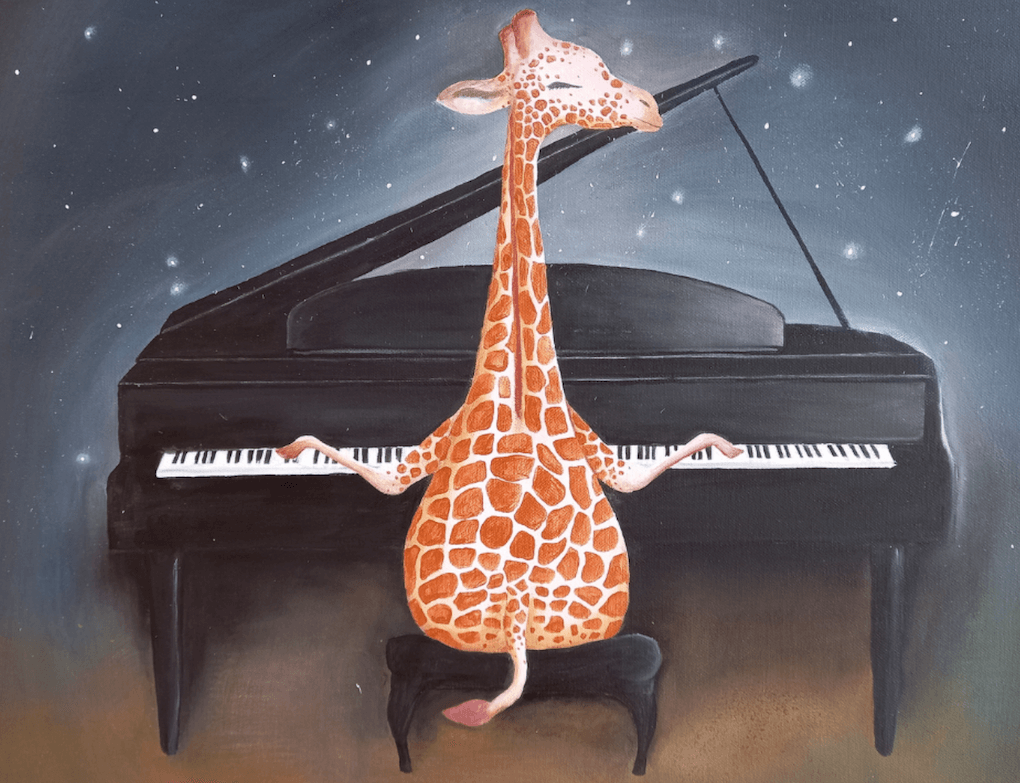 piano girafe illustration