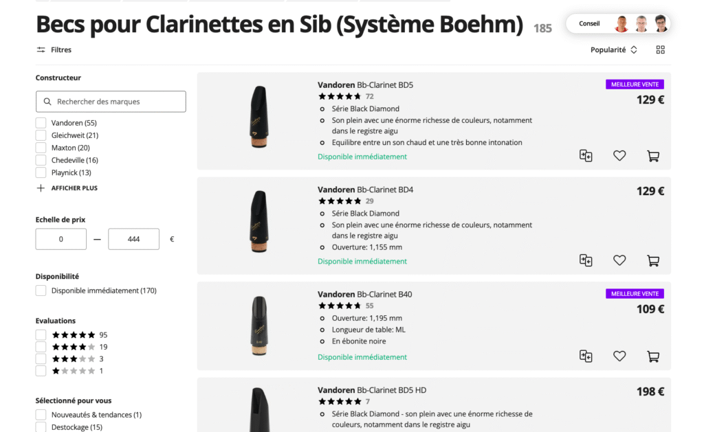 becs clarinette acheter