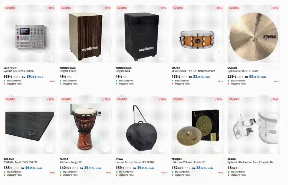 Soldes batteries et percussions – été 2025