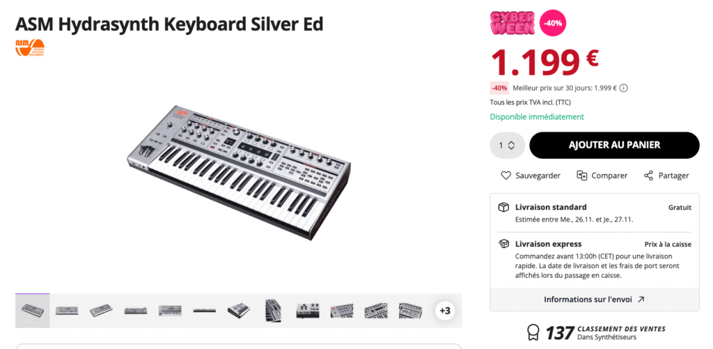 ASM Hydrasynth Keyboard Silver Edition