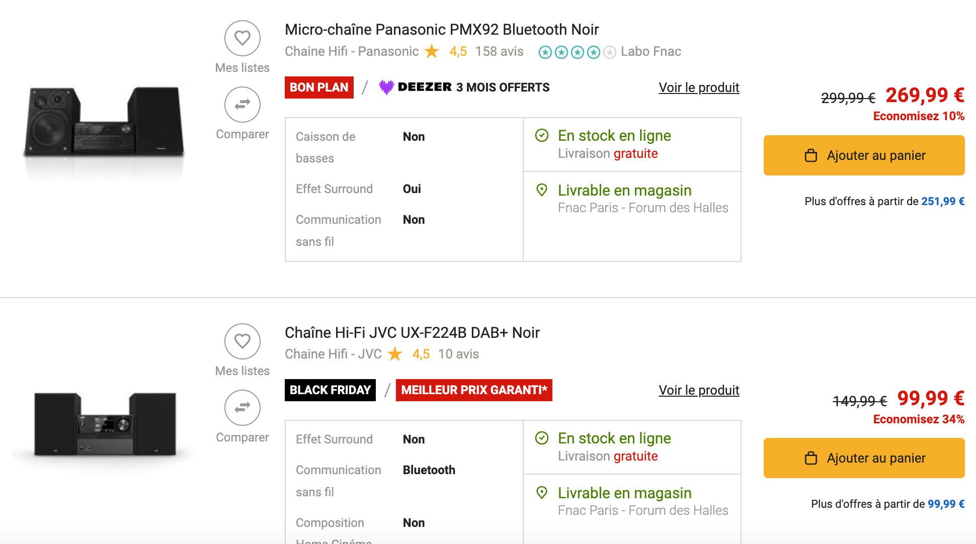 Offres Chaînes Hi-Fi Fnac