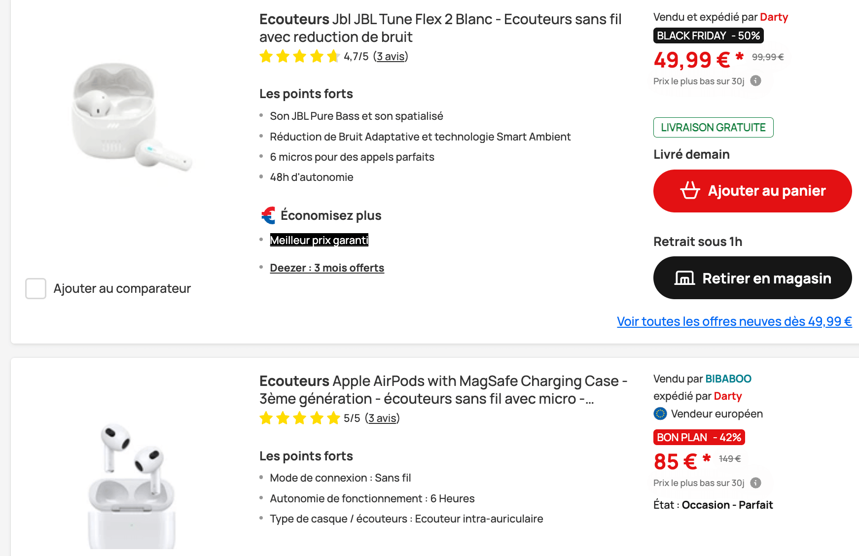 Black Friday Écouteurs Sans Fil Darty