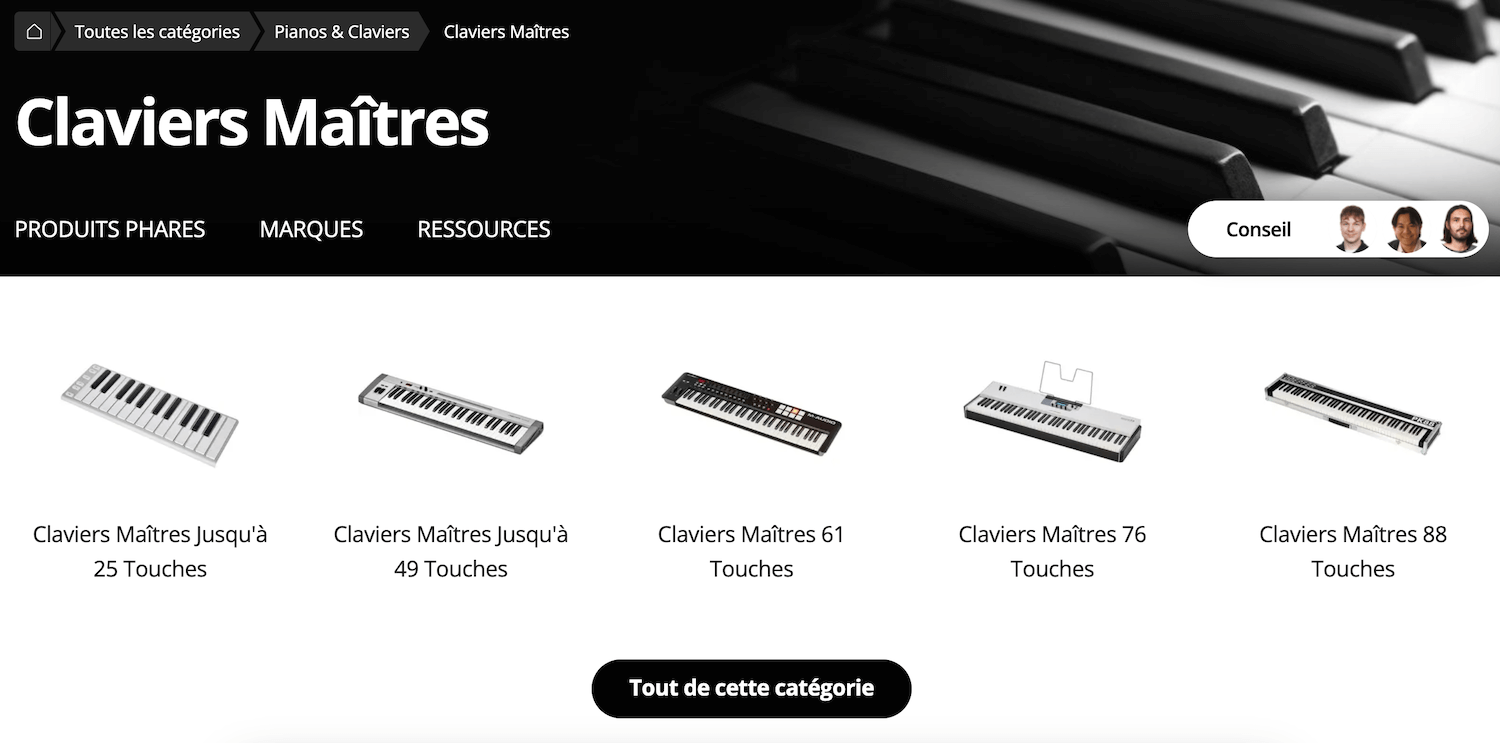 catalogue clavier maître MIDI Thomann