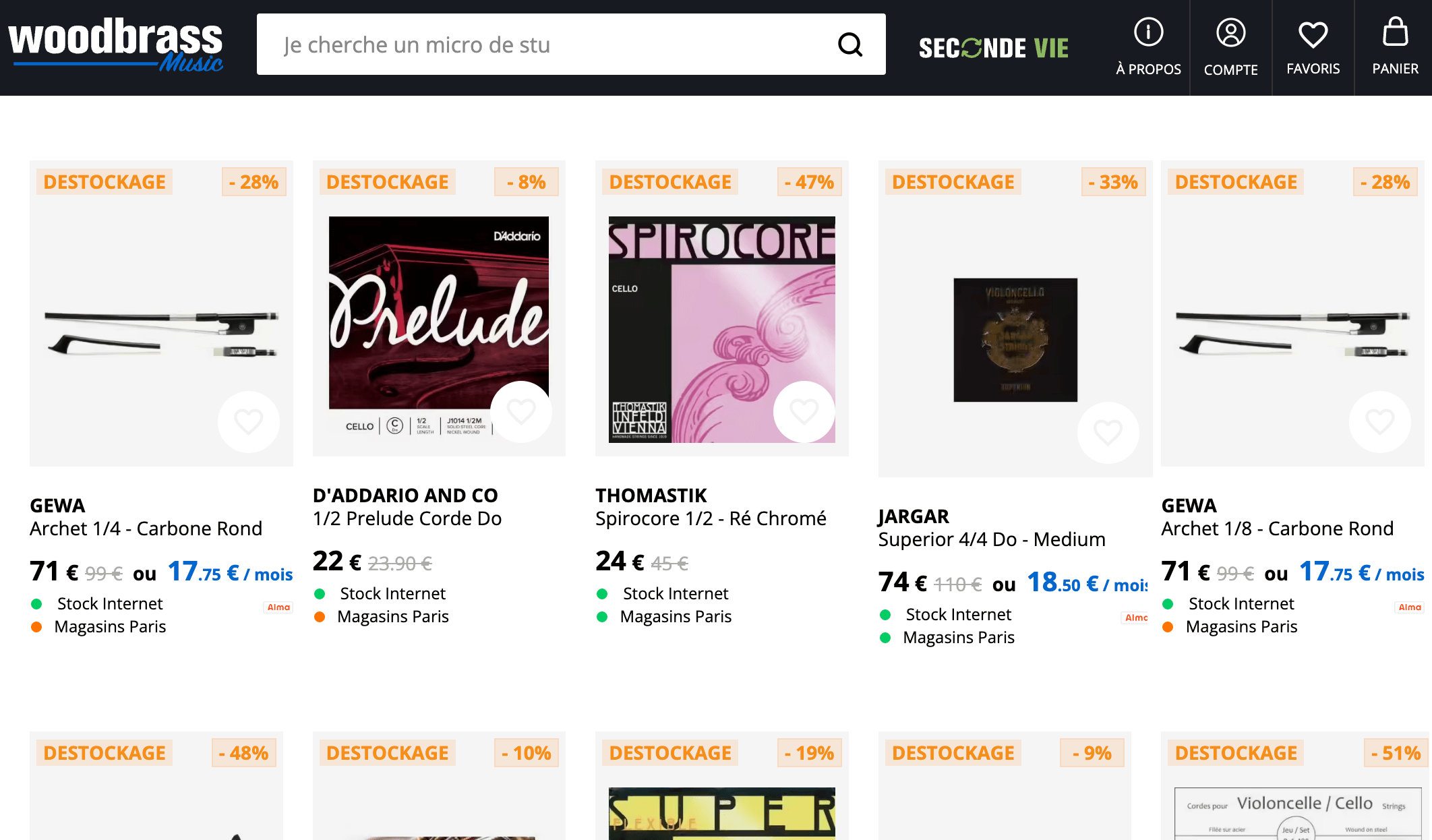 Déstockage accessoires violoncelle Woodbrass