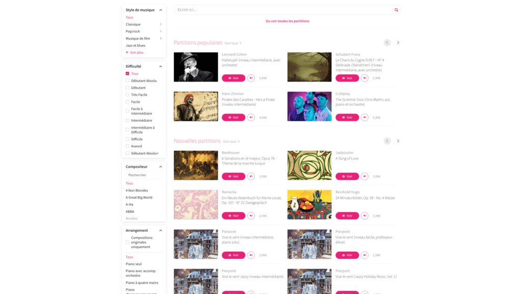 avis tomplay catalogue partitions