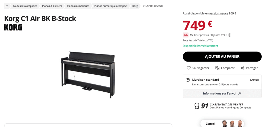 page produit b stock thomann