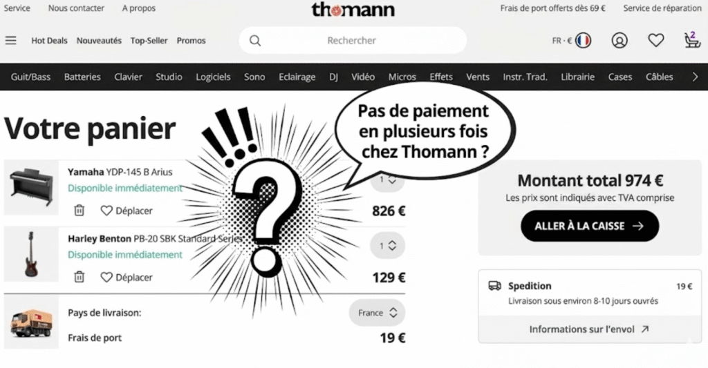 page produit thomann pas de paiement plusieurs fois proposes