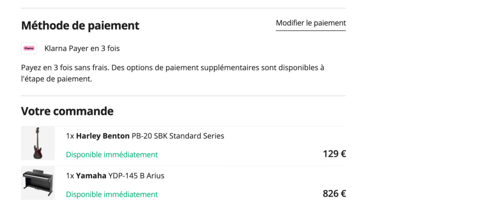 thomann choix paiement plusieurs fois klarna