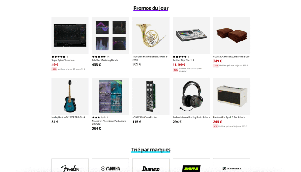 Page Blowout déstockage Thomann