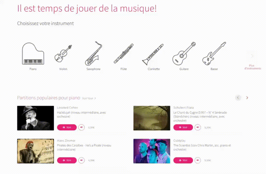 tomplay instruments disponibles