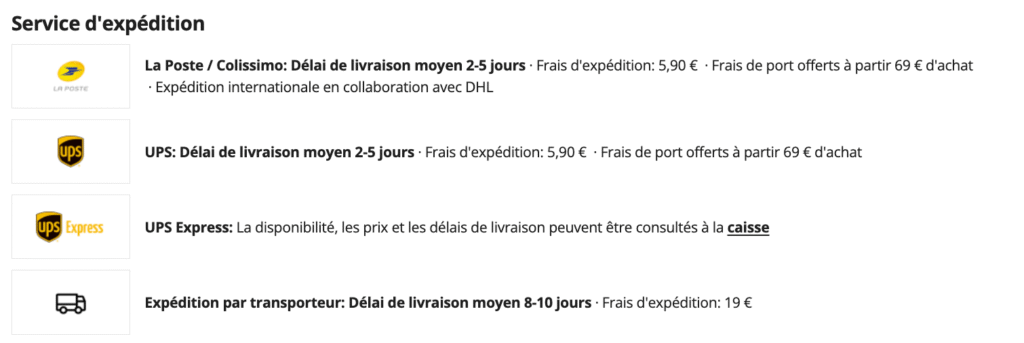 frais livraison thomann