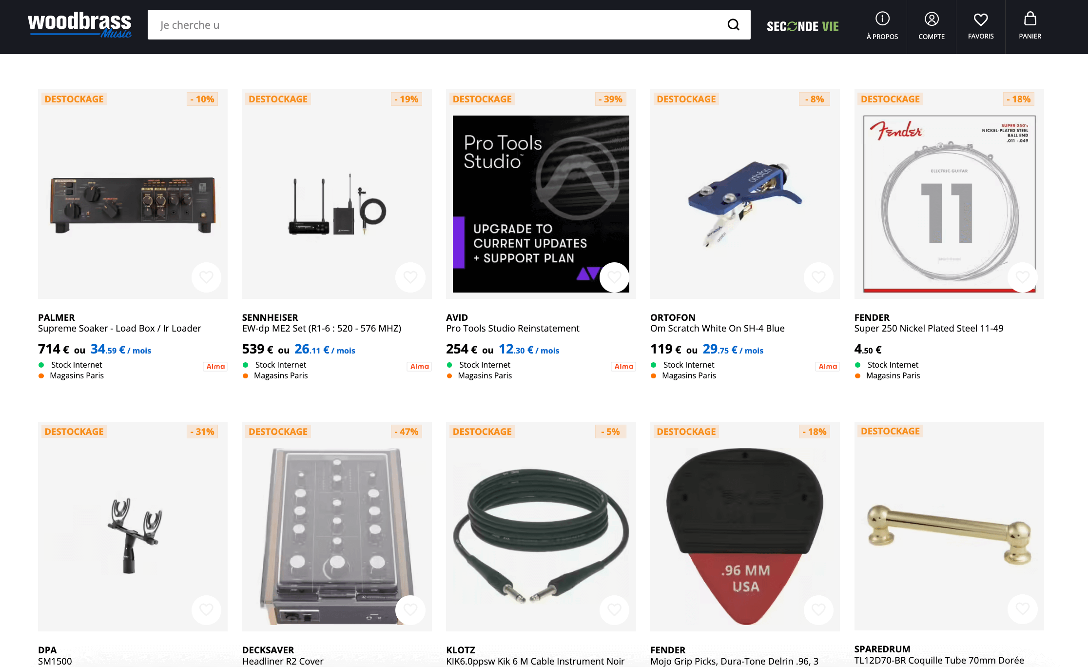 page destockage woodbrass