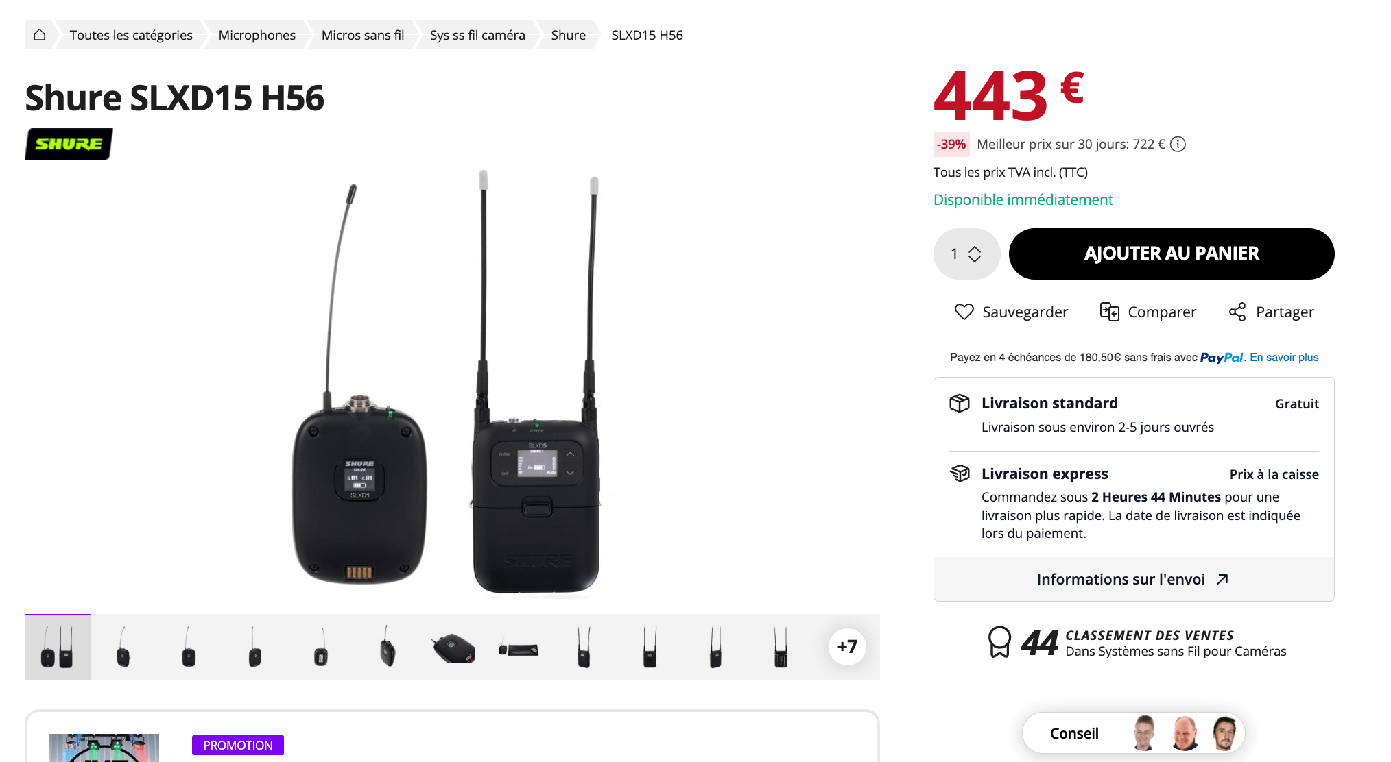 fiche produit thomann live days reduction