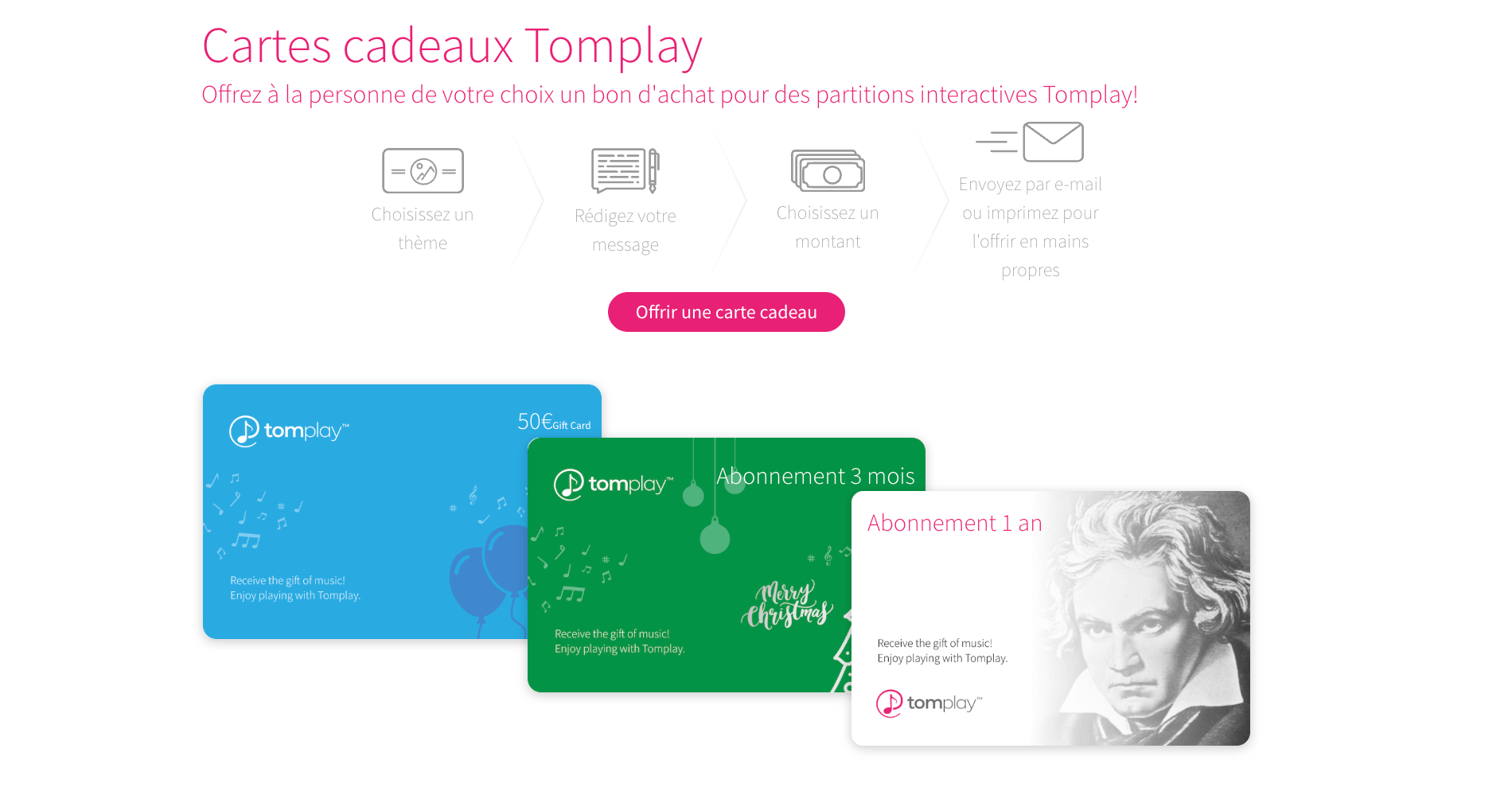 cartes cadeaux tomplay 3 mois 6 mois 1 an