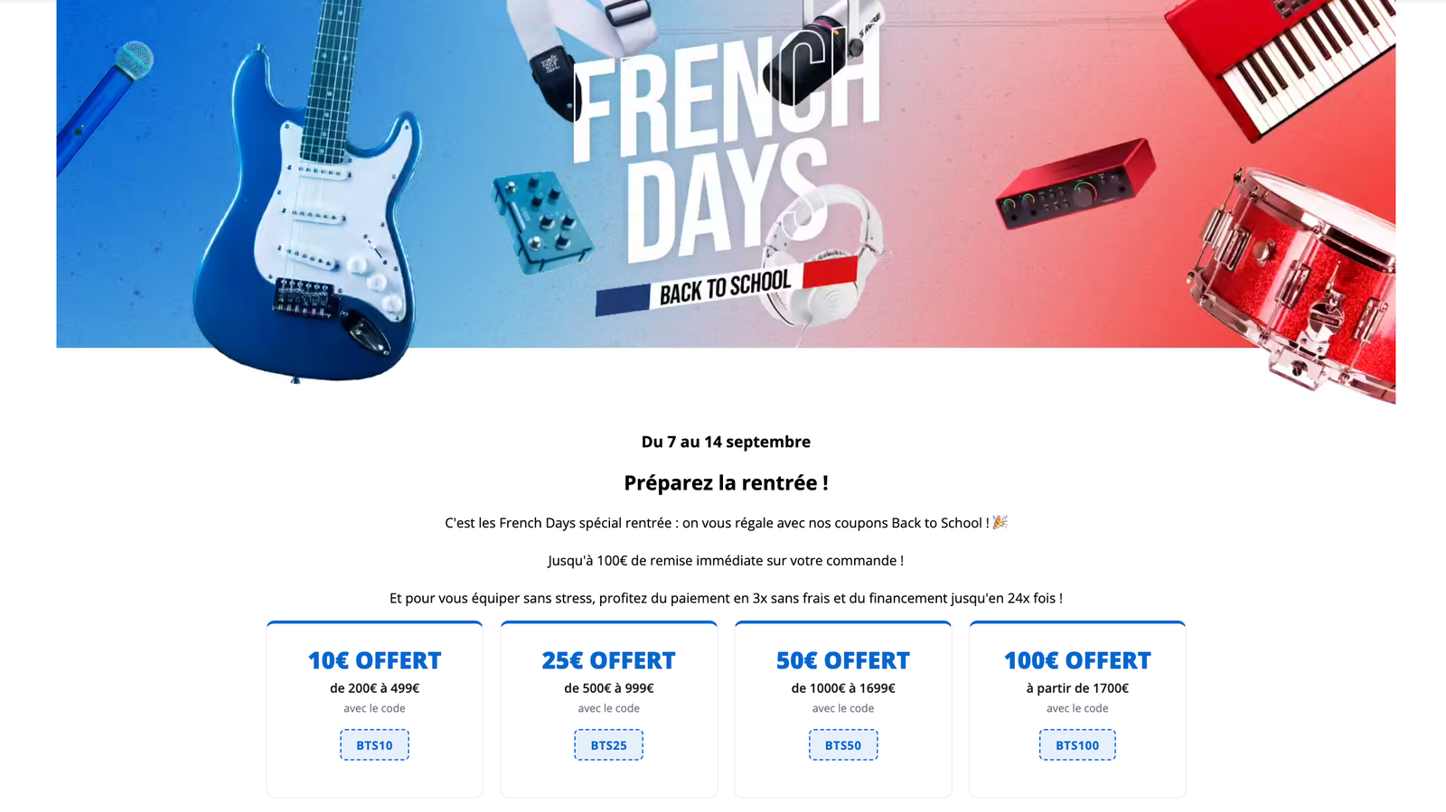 French Days Woodbrass 2026 Back to School : codes BTS10, BTS25, BTS50, BTS100